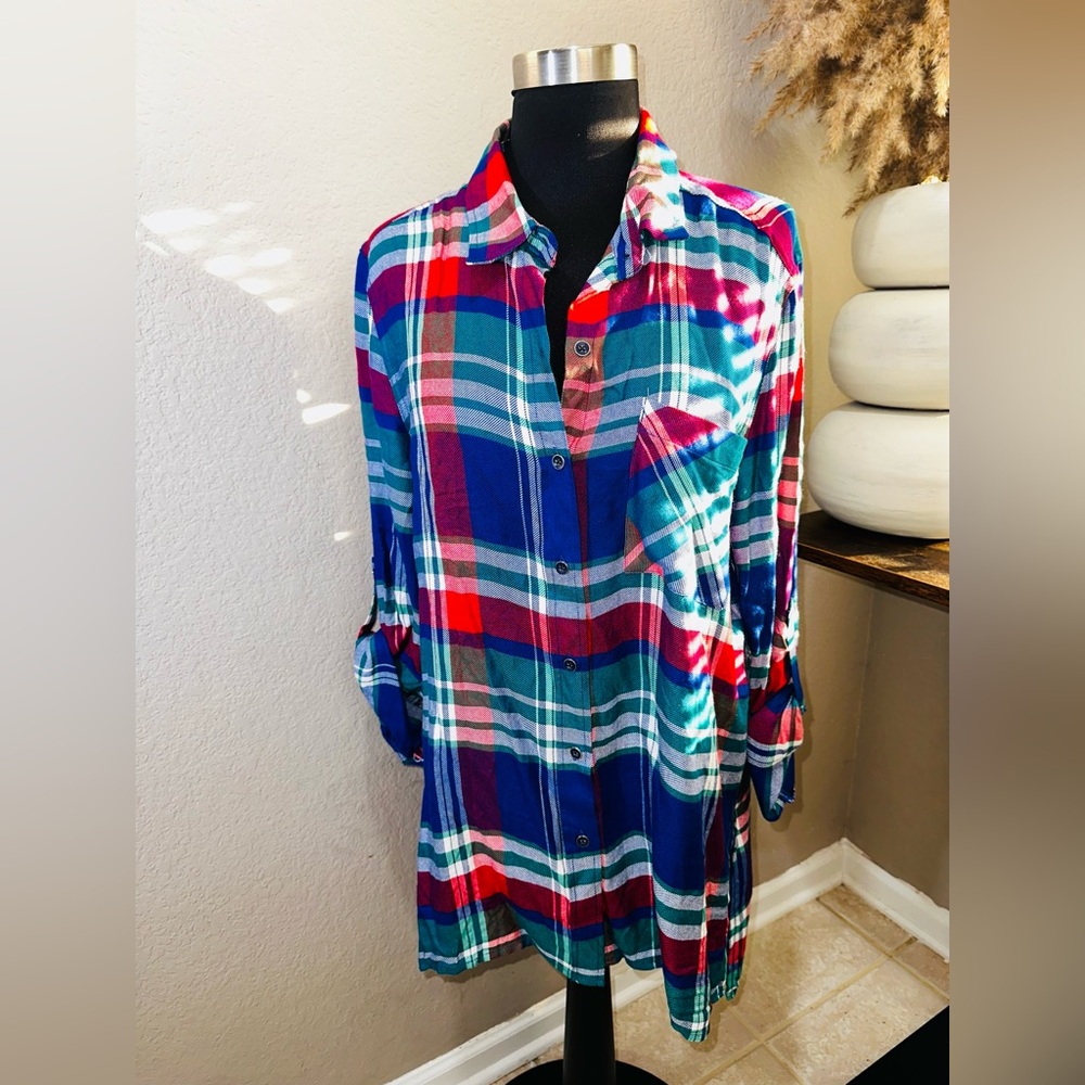 Seven& Plaid Top Size M NWT